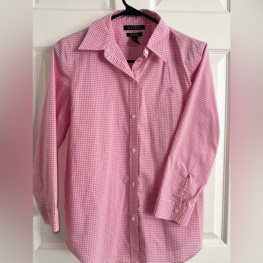 Womens Lauren Ralph Lauren Baby Pink Button Down Shirt